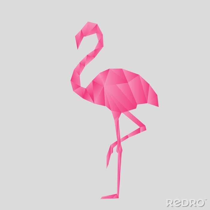 Fotobehang Geometrische roze vogel