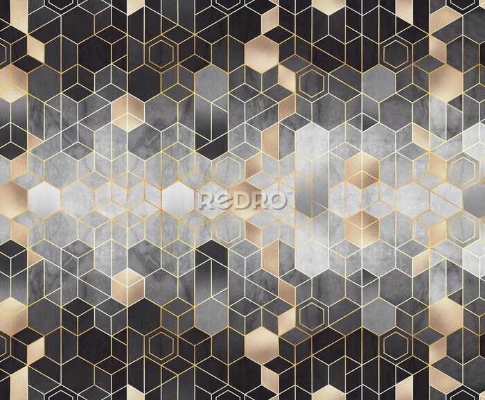 Fotobehang Geometrische textuur met hexagonen