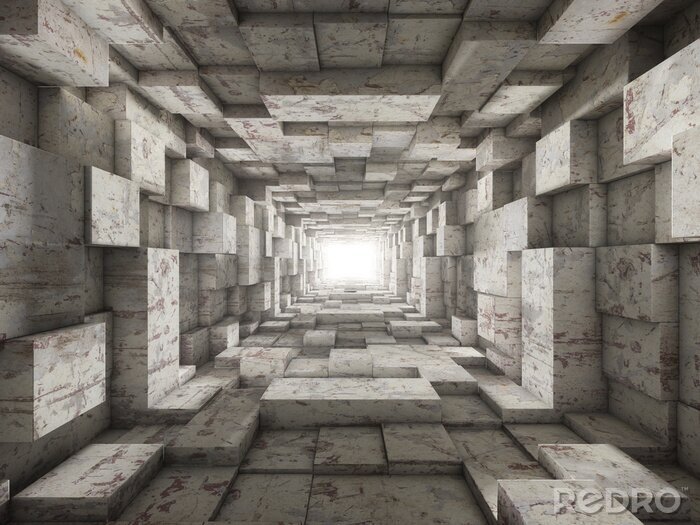 Fotobehang Geometrische tunnel in beton