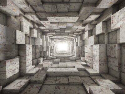 Fotobehang Geometrische tunnel in beton