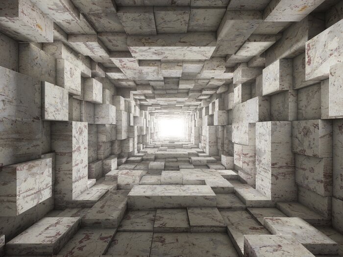 Fotobehang Geometrische tunnel in beton