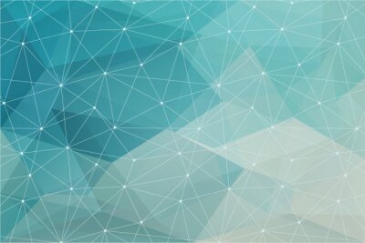 Fotobehang Geometrische verbonden lijnen op een turquoise achtergrond
