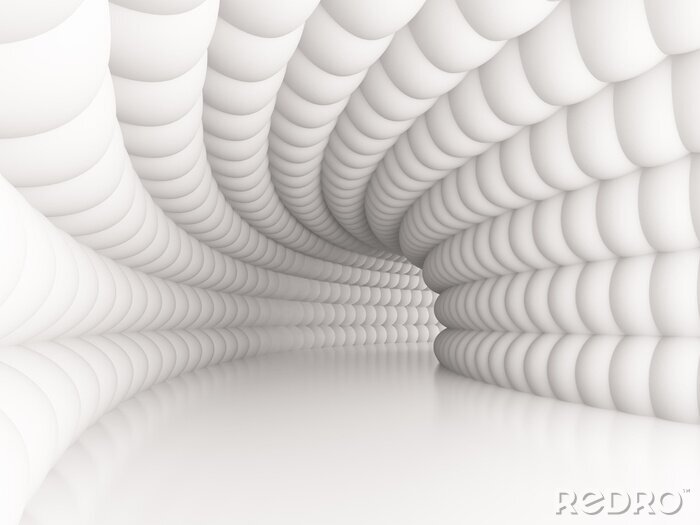 Fotobehang Geometrische witte 3D tunnel