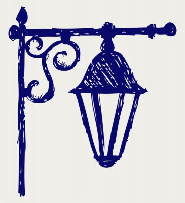Fotobehang Geschetste blauwe lantaarn