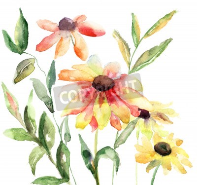 Fotobehang Geschilderde bloemen