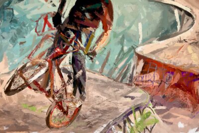 Fotobehang Geschilderde fietser