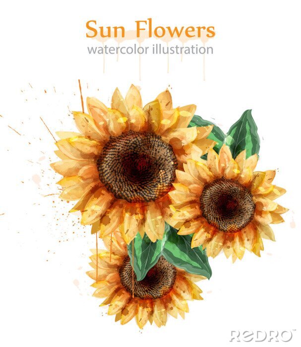 Fotobehang Geschilderde zonnebloemen