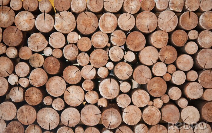 Fotobehang Gestapelde houtblokken