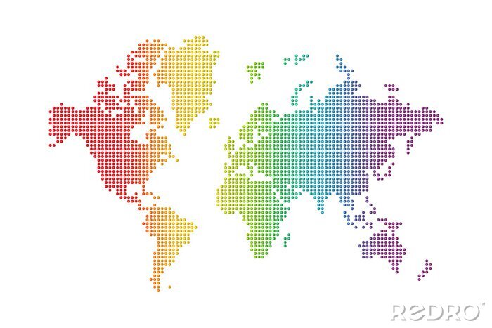 Fotobehang Gestippelde regenboog wereldkaart