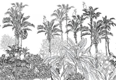 Fotobehang Getekende palmbomen