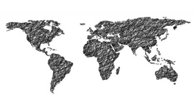 Fotobehang Getextureerde wereldkaart met witte achtergrond