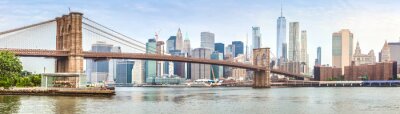 Fotobehang Geweldig panoramisch uitzicht op de stad New York en de Brooklyn bridge