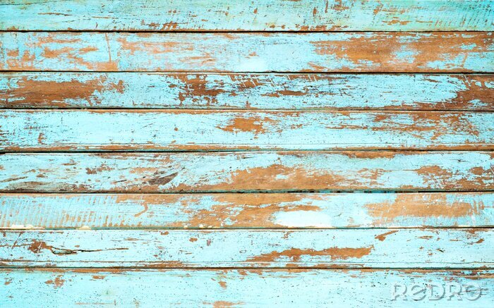 Fotobehang Gewreven turquoise planken