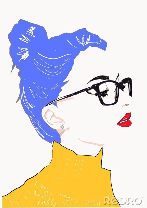 Fotobehang Girl with glasses. Student girl. Smart girl. Portrait young woman