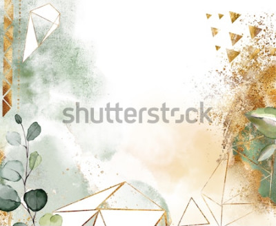 Fotobehang Glamourbladeren en geometrische vormen