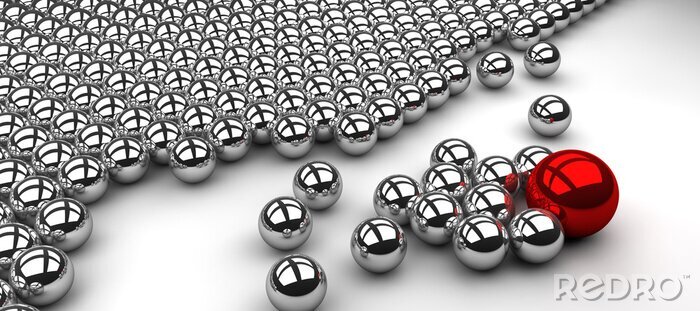 Fotobehang Glanzende rode bal met kleinere ballen