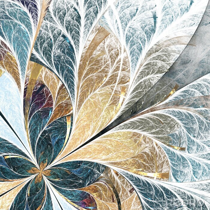 Fotobehang Glas in lood bladmotief