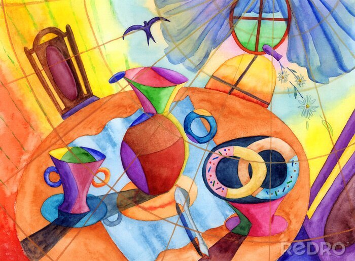 Fotobehang Glas in lood stilleven