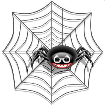 Fotobehang Glimlachende spin op het web