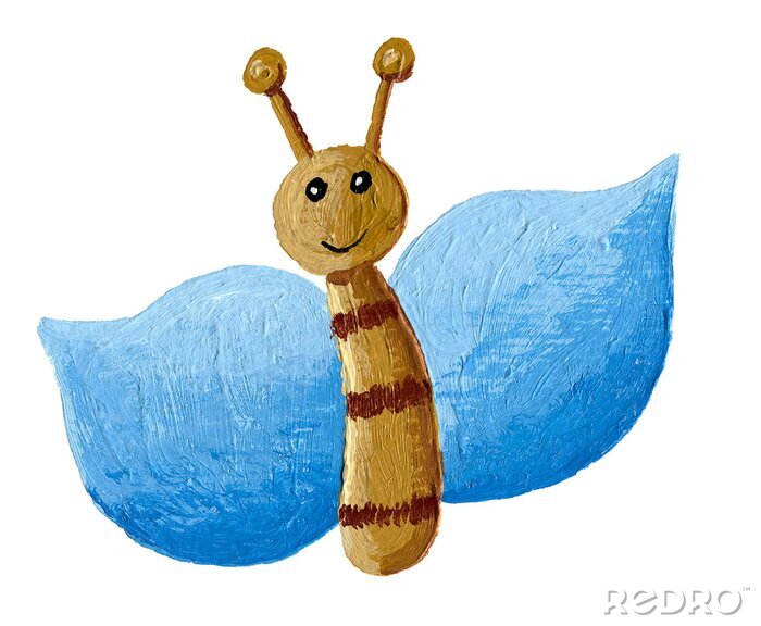 Fotobehang Glimlachende vlinder met blauwe vleugels