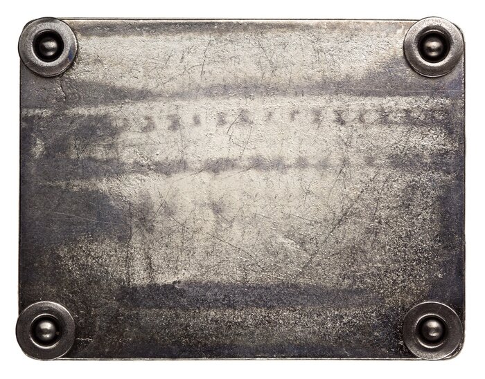 Fotobehang Glimmende metalen plaat aan de muur