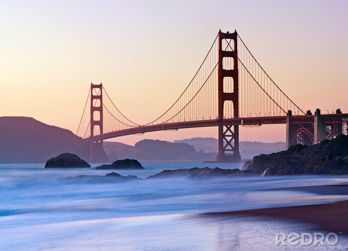 Fotobehang Golden Gate bij schemering