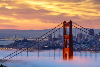 Fotobehang Golden Gate Bridge bij zonsopgang