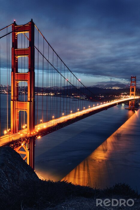 Fotobehang Golden Gate Bridge en San Francisco lichten