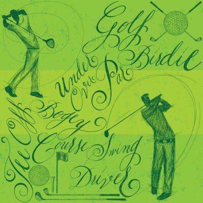 Golfers met kalligrafie