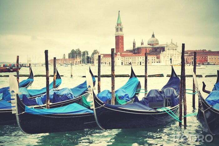 Fotobehang Gondels op de achtergrond van Venetië