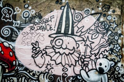 Fotobehang Goochelaar op graffiti