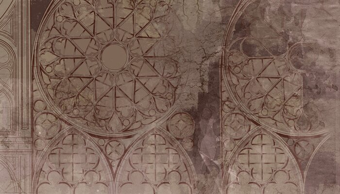 Fotobehang Gotisch glas-in-loodraam in vintage stijl