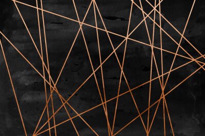 Fotobehang Gouden lijnen op een zwarte achtergrond