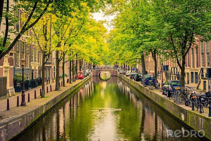 Fotobehang Gracht door Amsterdam
