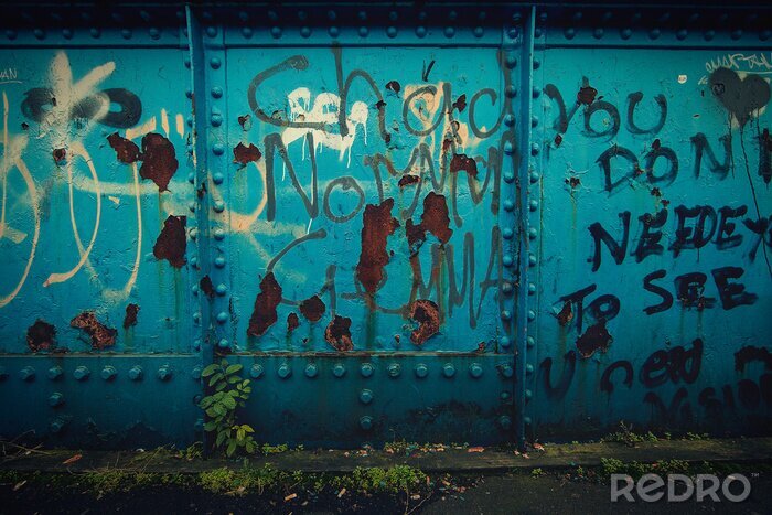 Fotobehang Graffiti op oude brug