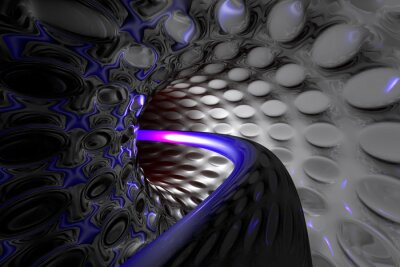 Fotobehang Grafische 3D tunnel met violet