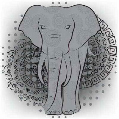 Fotobehang Grafische afbeelding van een olifant