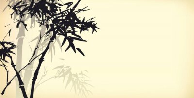 Fotobehang Grafische bamboe op beige achtergrond