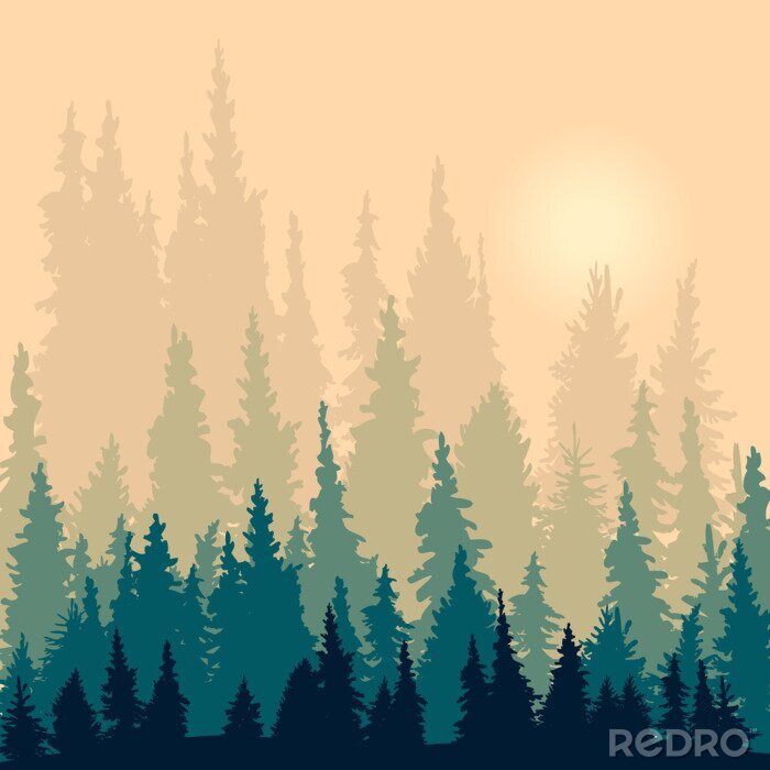 Fotobehang Grafische bomen