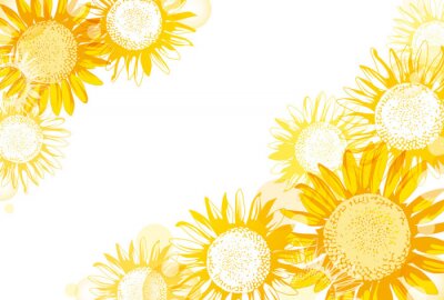 Fotobehang Grafische delicate zonnebloemen