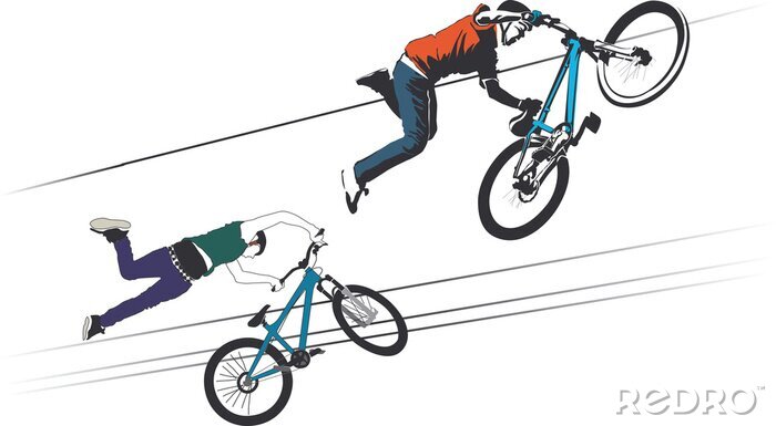 Fotobehang Grafische fietsers