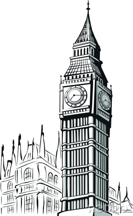 Fotobehang Grafische illustratie met Big Ben
