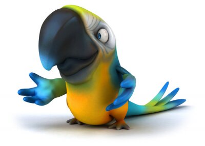 Fotobehang Grafische papegaai op een heldere achtergrond
