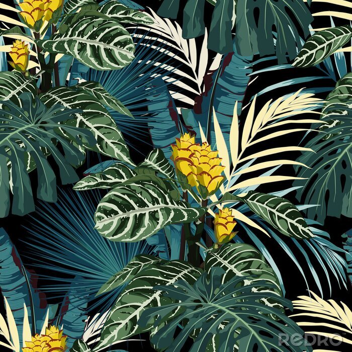 Fotobehang Grafische planten in de jungle