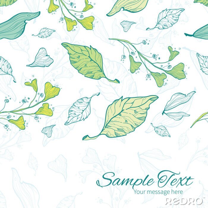 Fotobehang Grafische tere blaadjes van een boom