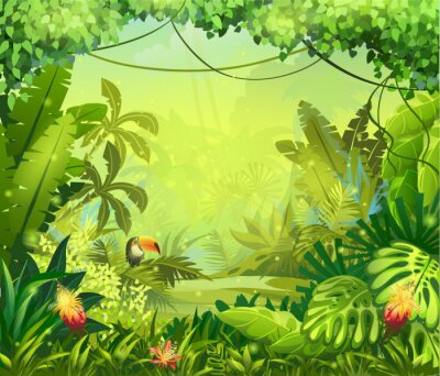 Fotobehang Grafische voorstelling van de jungle