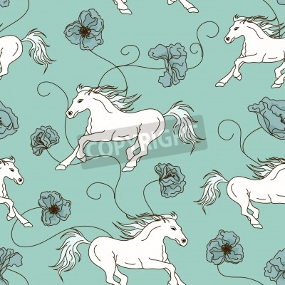 Fotobehang Grafische voorstelling van paarden