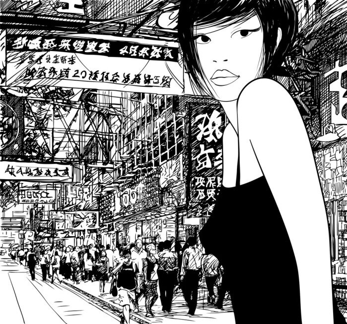 Fotobehang Grafische vrouw