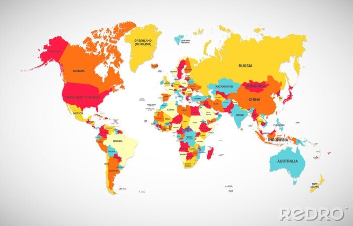 Fotobehang Grafische wereldkaart