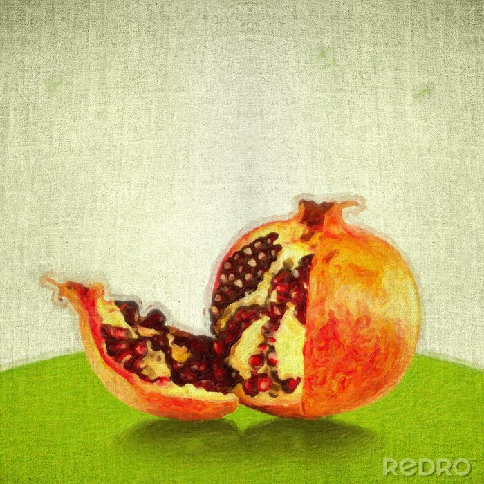 Fotobehang Granaatappel geschilderd op canvas